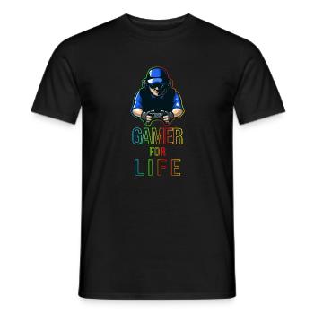 Gamer For Life Geschenk für Gamer & Zocker - Männer T-Shirt - Schwarz - Vorne - AI Model Male 178 light (178cm)