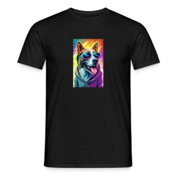 Hund mit cooler Sonnenbrille - Männer T-Shirt - Schwarz - Vorne - AI Model Male 178 light (178cm)