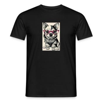 schwarz-weiße Hunderosa-Brille - Männer T-Shirt - Schwarz - Vorne - AI Model Male 178 light (178cm)