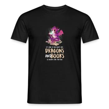 Drache Drache und Buch Drachenliebhaber Geschenk - Männer T-Shirt - Schwarz - Vorne - AI Model Male 178 light (178cm)