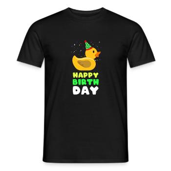 Rubber Duck Happy Birthday als Duckie Quack Liebhaber - Männer T-Shirt - Schwarz - Vorne - AI Model Male 178 light (178cm)