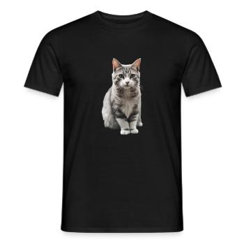 Chat domestique, chaton, chat, chat siamois, propriétaire de chat - T-shirt homme - noir - Devant - AI Model Male 178 light (178cm)