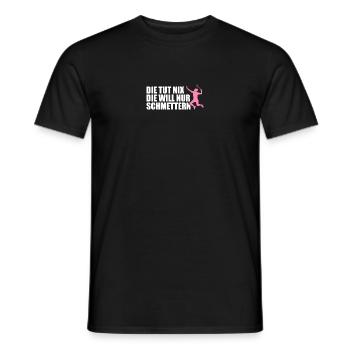 Schmettern Federball Badminton Badmintonspieler - Männer T-Shirt - Schwarz - Vorne - AI Model Male 178 light (178cm)