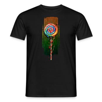 Skurriler Wirbel: Mehrfarbiges Eis am Stiel - Männer T-Shirt - Schwarz - Vorne - AI Model Male 178 light (178cm)