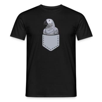 Graupapagei African Grey Parrot Papagei - Men's T-Shirt - black - Front - AI Model Male 178 light (178cm)