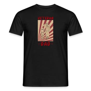 Vétéran Papa Papa Père Fête des Pères Soldat militaire - T-shirt homme - noir - Devant - AI Model Male 178 light (178cm)