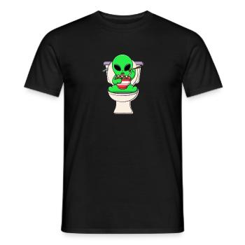 Außerirdisches isst auf der Toilette - Männer T-Shirt - Schwarz - Vorne - AI Model Male 178 light (178cm)