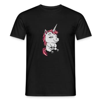 Comic little seated unicorn - Men's T-Shirt - black - Front - AI Model Male 178 light (178cm)