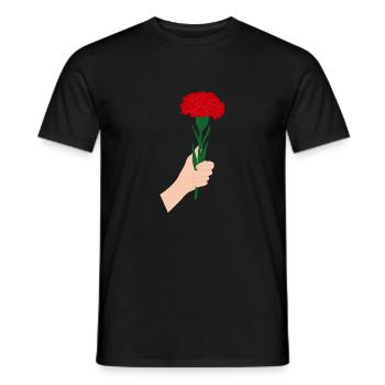 Pour vous- Fleur d’œillet rouge1 - T-shirt homme - noir - Devant - AI Model Male 178 light (178cm)