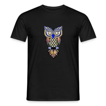 Eule Natur Vogel Farbenfroh Farbe Wild - Männer T-Shirt - Schwarz - Vorne - AI Model Male 178 light (178cm)