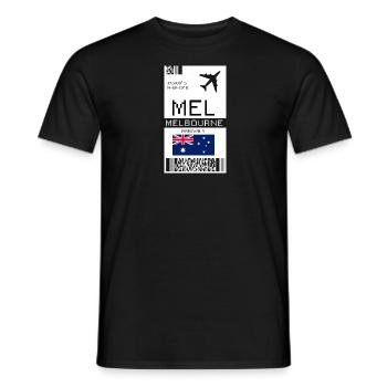 Carte d’embarquement à Melbourne, Australie - Billet MEL - T-shirt homme - noir - Devant - AI Model Male 178 light (178cm)