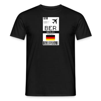 Carte d’embarquement pour Berlin, Allemagne - Billet d’avion BER - T-shirt homme - noir - Devant - AI Model Male 178 light (178cm)