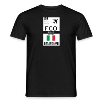 Bordkarte für Rom, Italien - FCO Flugticket - Männer T-Shirt - Schwarz - Vorne - AI Model Male 178 light (178cm)