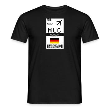 Carte d’embarquement pour Munich, Allemagne - Billet d’avion MUC - T-shirt homme - noir - Devant - AI Model Male 178 light (178cm)