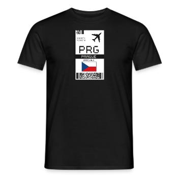 Prag, Tschechische Republik Bordkarte - Flughafen PRG - Männer T-Shirt - Schwarz - Vorne - AI Model Male 178 light (178cm)