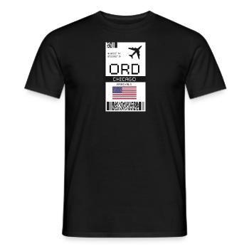 Carte d’embarquement à Chicago, Illinois - Aéroport ORD - T-shirt homme - noir - Devant - AI Model Male 178 light (178cm)