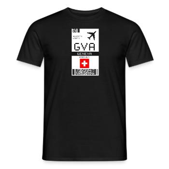 Carte d’embarquement à Genève, Suisse - Aéroport GVA - T-shirt homme - noir - Devant - AI Model Male 178 light (178cm)