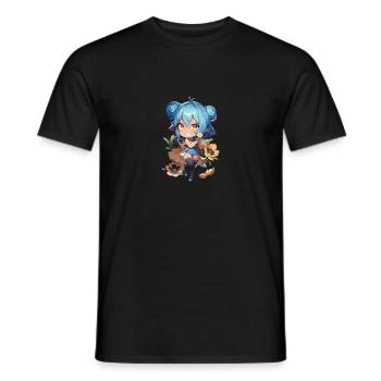 Mädchen mit Blumen - Männer T-Shirt - Schwarz - Vorne - AI Model Male 178 light (178cm)