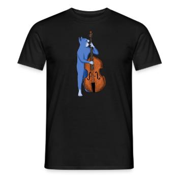 CAT PLAYING A DOUBLE BASS – BAD ASS BASS CAT - Men's T-Shirt - black - Front - AI Model Male 178 light (178cm)