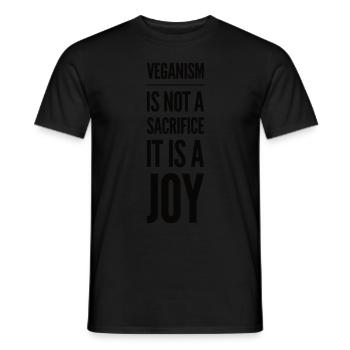 Le véganisme n’est pas un sacrifice, c’est une joie - T-shirt homme - noir - Devant - AI Model Male 178 light (178cm)