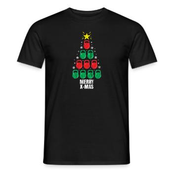 Entraînement de vacances de Noël drôle Kettlebells Tree - T-shirt homme - noir - Devant - AI Model Male 178 light (178cm)