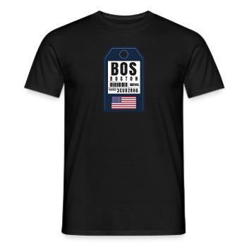 Carte d’embarquement Boston - Billet d’aéroport America BOS - T-shirt homme - noir - Devant - AI Model Male 178 light (178cm)