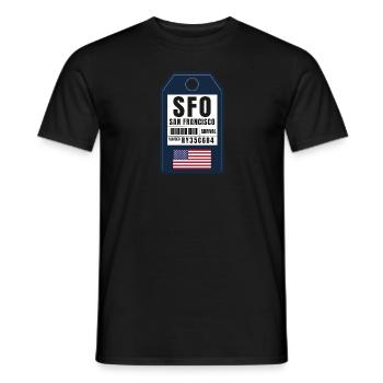 San Francisco Boarding Pass - Airport Ticket SFO - Men's T-Shirt - black - Front - AI Model Male 178 light (178cm)