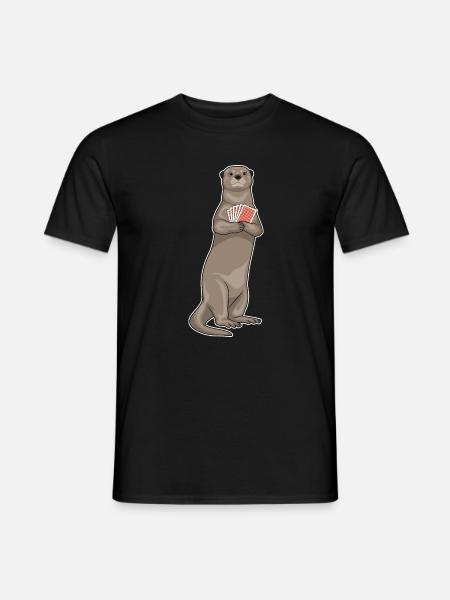 Otter Poker Pokerkarten - Männer T-Shirt - Schwarz