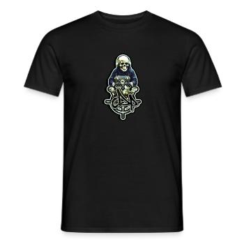Logo Skull & Boommbox - Männer T-Shirt - Schwarz - Vorne - AI Model Male 178 light (178cm)