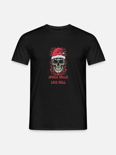 Disegno del teschio di Natale: Jingle Bells Like Hell - Mænd T-shirt - sort