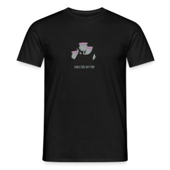 Scottish terrier and thistles - Men's T-Shirt - black - Front - AI Model Male 178 light (178cm)