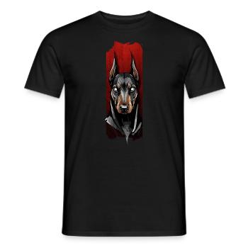 Vigilant Stare: Doberman's Gaze - Men's T-Shirt - black - Front - AI Model Male 178 light (178cm)