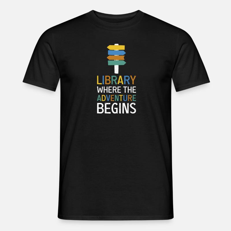 Adventure Begins At Your Library - Männer T-Shirt - Schwarz