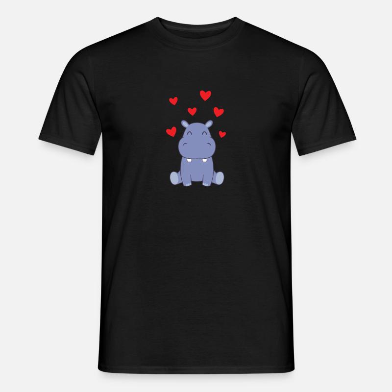 Hippo Liebe - Männer T-Shirt - Schwarz