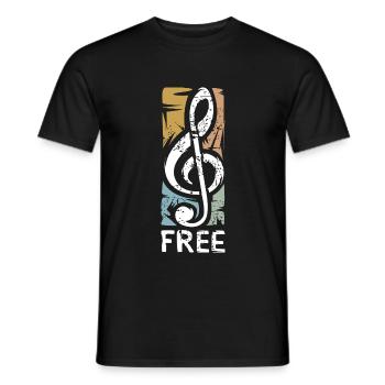 clef Free – music in vintage style - Men's T-Shirt - black - Front - AI Model Male 178 light (178cm)