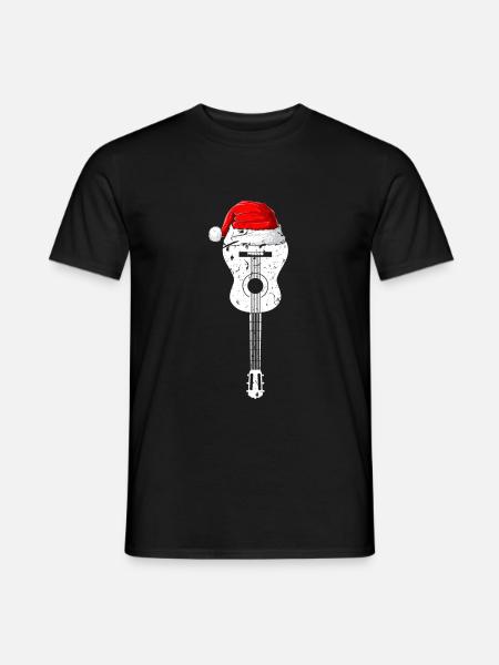Akustikgitarre Weihnachten Xmas Gitarrist - Männer T-Shirt - Schwarz