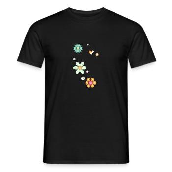 Doodle Motiv mit Blumen und Herz - Männer T-Shirt - Schwarz - Vorne - AI Model Male 178 light (178cm)