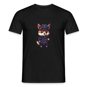 Chien japonais Shiba Inu, policier de profession - T-shirt homme - noir - Devant - AI Model Male 178 light (178cm)