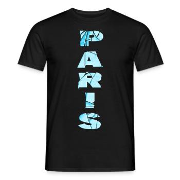 Paris France City Font Skyline Accueil - T-shirt homme - noir - Devant - AI Model Male 178 light (178cm)