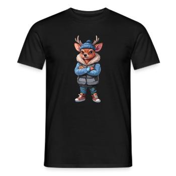 Reh Hirsch Rehkitz Herbst Winter Outfit - Männer T-Shirt - Schwarz - Vorne - AI Model Male 178 light (178cm)