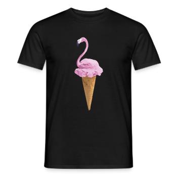 Flamant avec de la crème glacée - T-shirt homme - noir - Devant - AI Model Male 178 light (178cm)