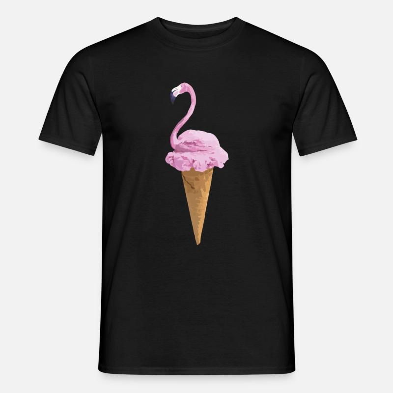 Flamingo mit Eiscreme - Männer T-Shirt - Schwarz