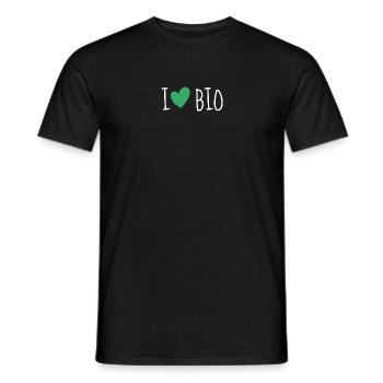 I LOVE BIO - ORGANIC PRODUCTS - BIO LOVER - NATURLIEBE - Men's T-Shirt - black - Front - AI Model Male 178 light (178cm)