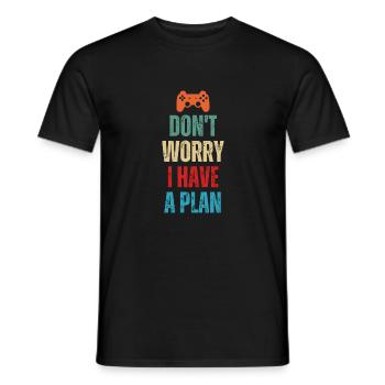 Ne vous inquiétez pas, j’ai un plan Citation de joueur de jeu drôle - T-shirt homme - noir - Devant - AI Model Male 178 light (178cm)
