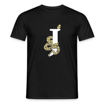 Lettre j serpent - T-shirt homme - noir - Devant - AI Model Male 178 light (178cm)