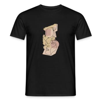 Couple in Love Linear One Line Vintage - Men's T-Shirt - black - Front - AI Model Male 178 light (178cm)