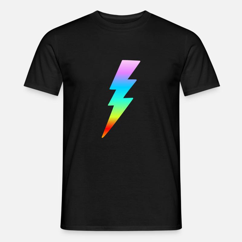 Bunter Blitz Regenbogen Farben Retro Geschenk Frau - Männer T-Shirt - Schwarz