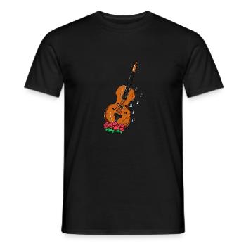 Violon avec des fleurs. Cadeau violoniste - T-shirt homme - noir - Devant - AI Model Male 178 light (178cm)