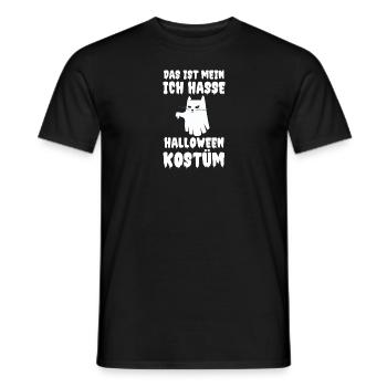 Cat Ghost I Hate Halloween Costume - Men's T-Shirt - black - Front - AI Model Male 178 light (178cm)