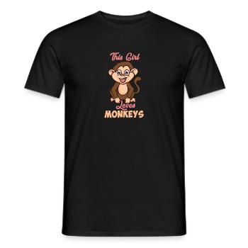 This Girl Loves Monkeys - Männer T-Shirt - Schwarz - Vorne - AI Model Male 178 light (178cm)